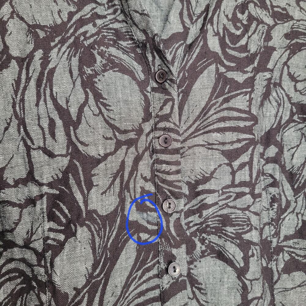 JM Collection Linen Jacket Women's Size 10 Black Gray Dark Floral Button Front - Picture 6 of 14